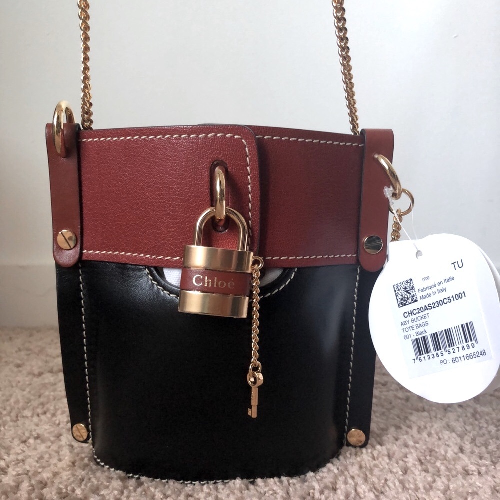 Chloe Aby Bucket Bag- Black/Tan